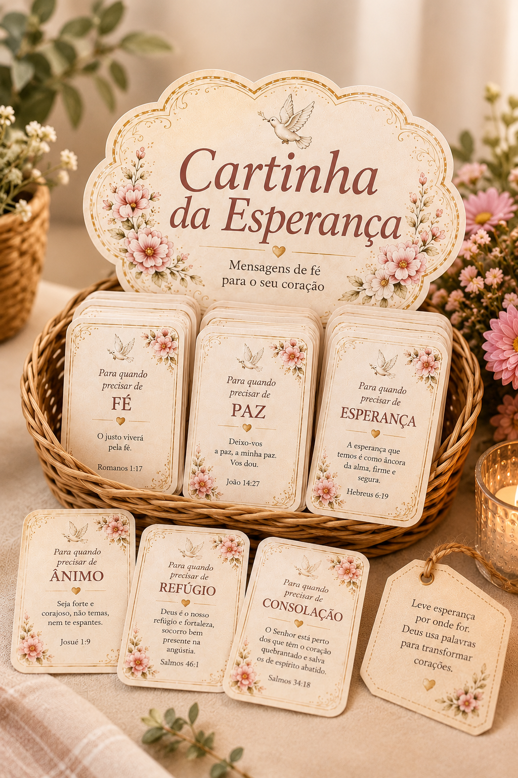 Cartinha da Esperança — Mockup da cesta com cartinhas